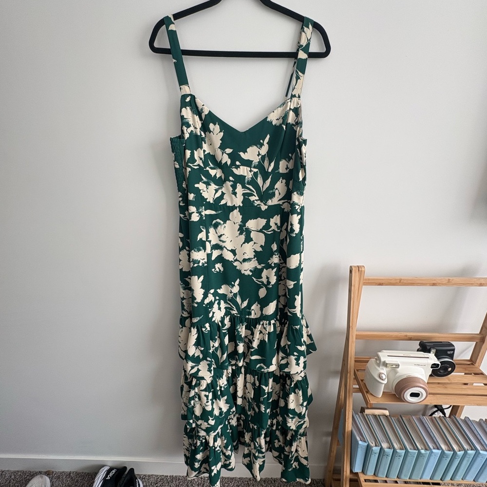 Abercrombie & Fitch Green and Cream Floral Maxi Dress